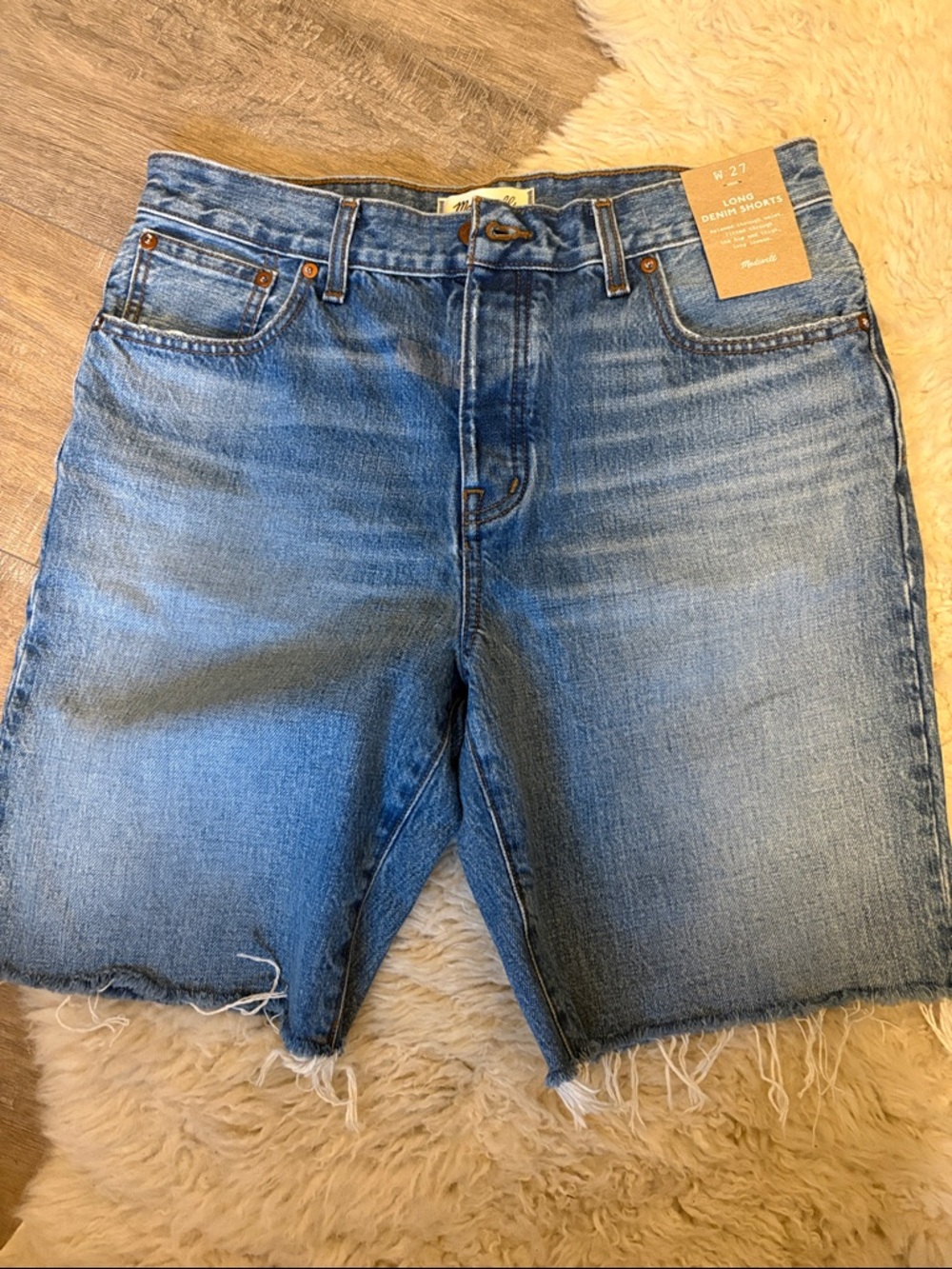 Madewell Blue Denim Cutoff Shorts with Frayed Hem